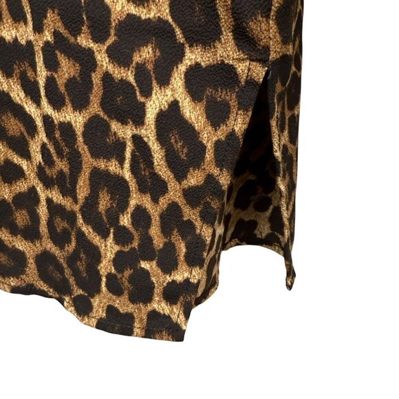 MICHAEL Michael Kors Leopard Print Top Medium Gold Metallic Trim Tunic Blouse - Picture 10 of 11